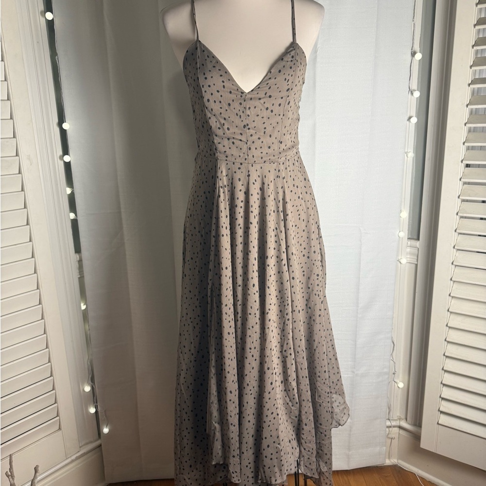 Mia Joy Tan and Brown Midi Sundress with Sweetheart Neckline